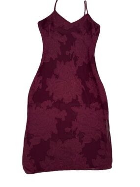 Leith Wine Floral Lace Midi Slip Dress